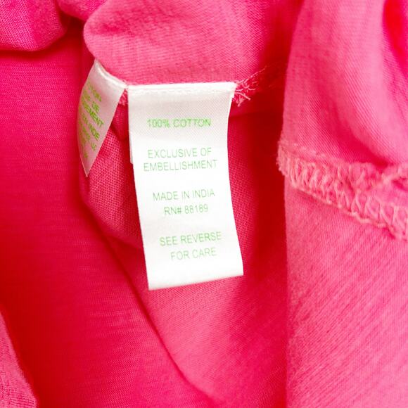 Lilly Pulitzer Eliana Tunic Top Coral/White Beaded Roll Sleeves Womens Size XS - Picture 7 of 12